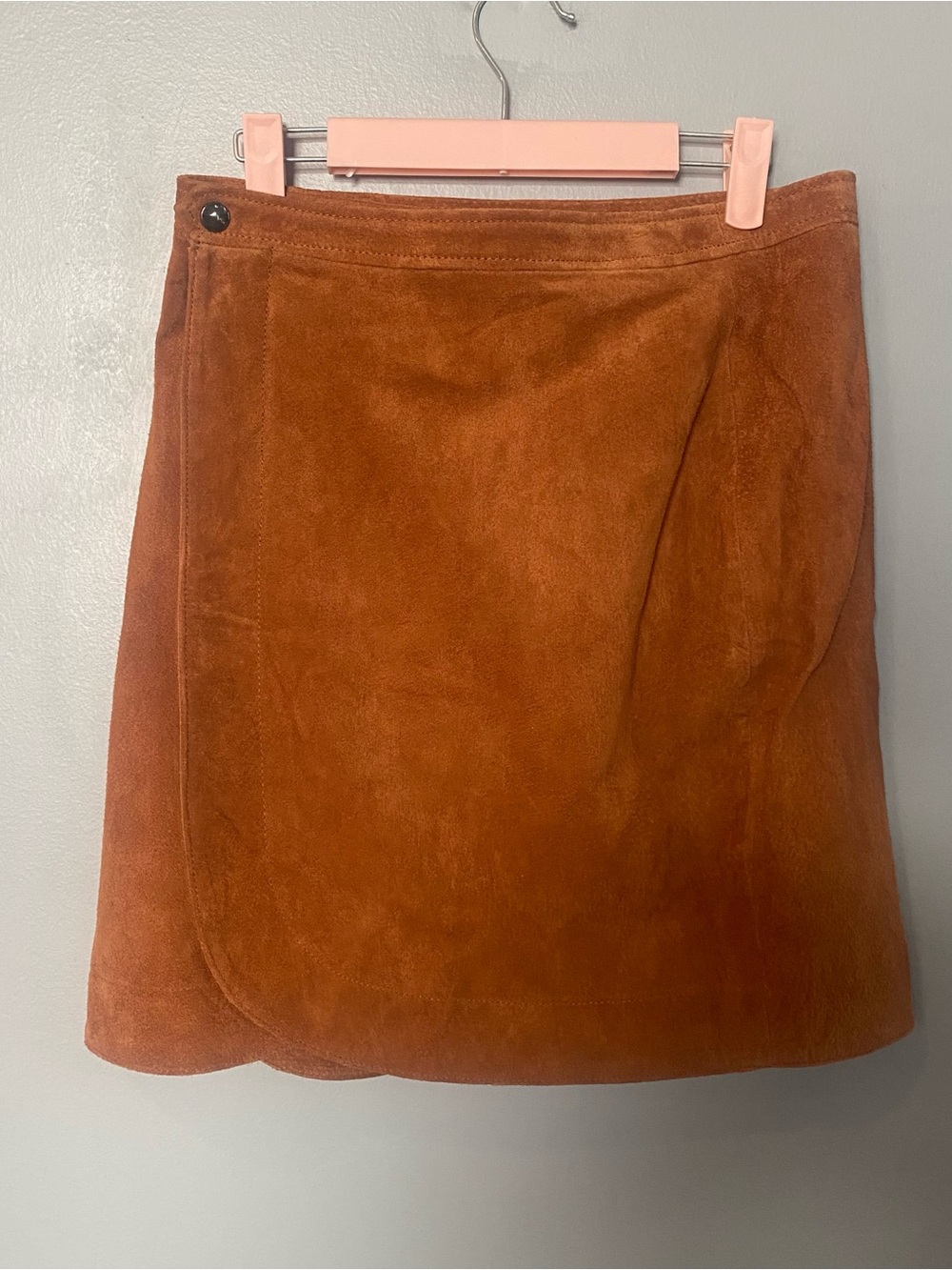 Women's Suede A-Line Sweater Weather Skirt in Rust Brown SZ 27 waist NWT
